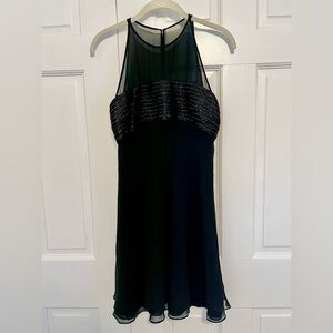 Kay Unger Silk Beaded Halter Cocktail Dress Black Size 2